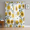Sunflower Texture Retro Sheer Curtains for Living Room Decoration Window Curtains for Kitchen Tulle Voile Organza Curtains
