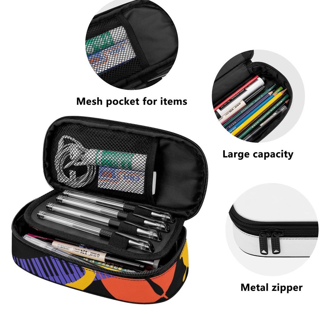 Pencil Pouch Large Capacity Secure Zipper Closure 300D Polyester with Main Compartment Mesh Pocket and Pen Slots for Boys Girls