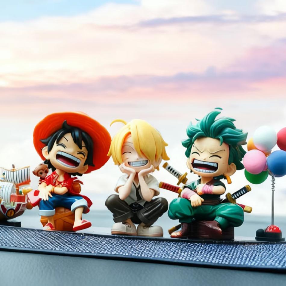 ONE PIECE  Набор из 6 шт. Аниме 12-15 см Монки Д. Луффи Q-Версия ПВХ Модель Настольное Украшение для Автомобиля Подарок на День Рождения Рождество для Детей Игрушки