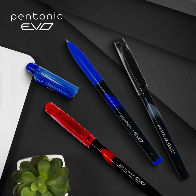 Pentonic EVO 0.7 mm Gel Pen Blue Ink Pack of 1 X 10pcs for Smooth Writing, Office, School & Home Use