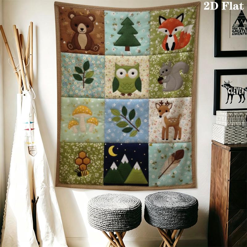 Cute Animal Collage Wall Tapestry Aesthetic Wall Hanging Printed Fabric Blanket Decorative Tapestries for Bedroom Living Room Home Decor