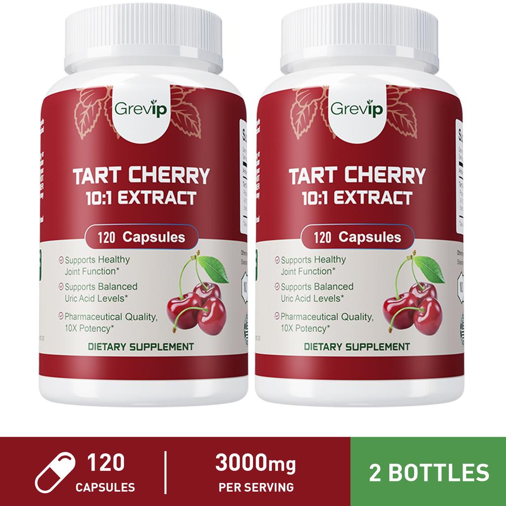 Grevip - Tart Cherry 10:1 Extract Dietary Supplement Capsules - Joint Health