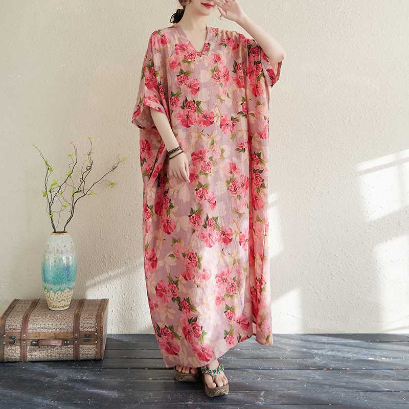 Летнее цветное дорожное платье с V-образным вырезом в стиле ретро, длинная юбка, хлопок-лен