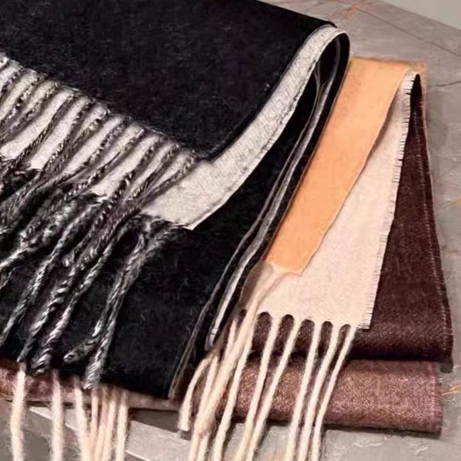 Double-sided Wool Cashmere Scarf Women's High-end Autumn and Winter Presbyopia Letter Shawl