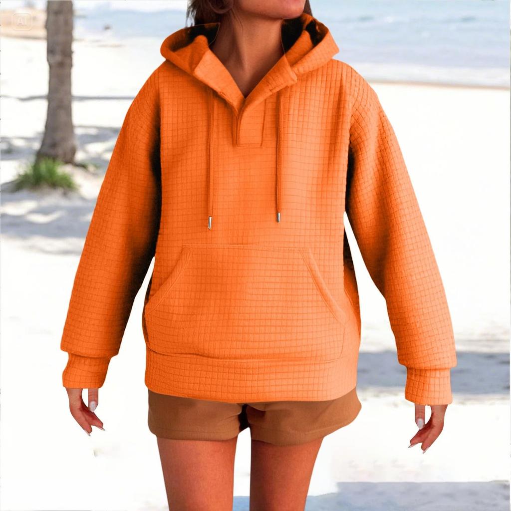 Женский модный пуловер с длинными рукавами и однотонная толстовка с капюшоном