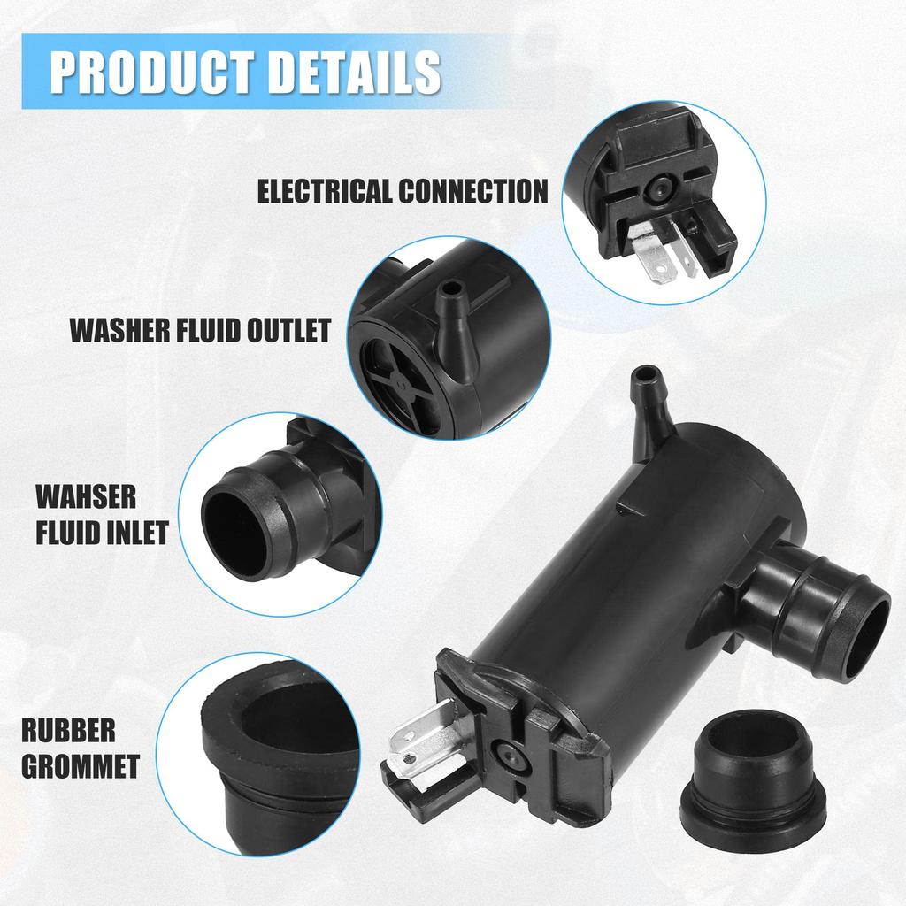 ACROPIX Windshield Washer Motor Pump for Honda - Compatible with Odyssey Civic, Black, 1 Pack