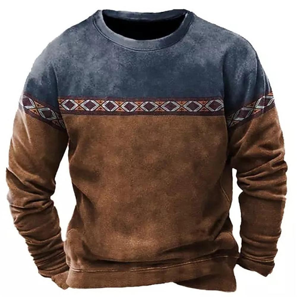Зимняя мужская футболка с длинным рукавом Harajuku Ethnic Wind Graphics Vintage Clothes Pullover Shirt Casual Street Loose Casual Tee Top