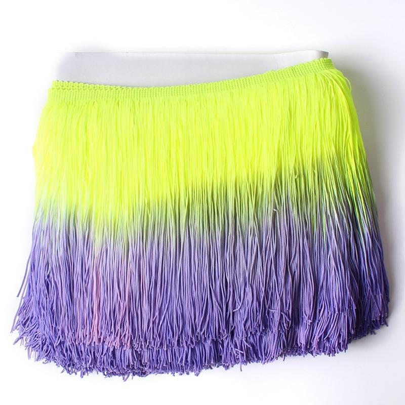 20Cm Gradual Change Color Nylon Row Beard Latin Dance Fringe Clothing Accessories Shape Vertical Row Beard Fringe Lace