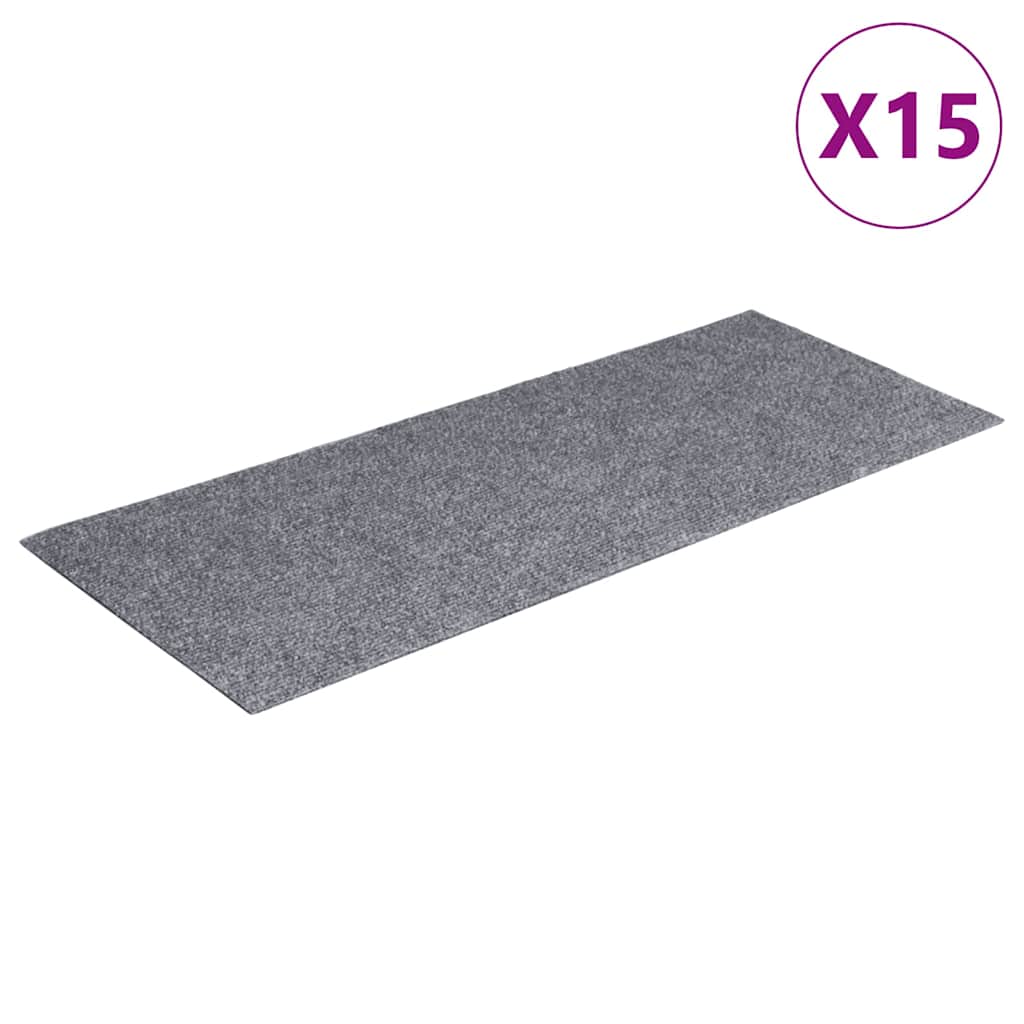 Self Adhesive Stair Treads 15 pcs 60 x 25 cm Light Grey Rectangular