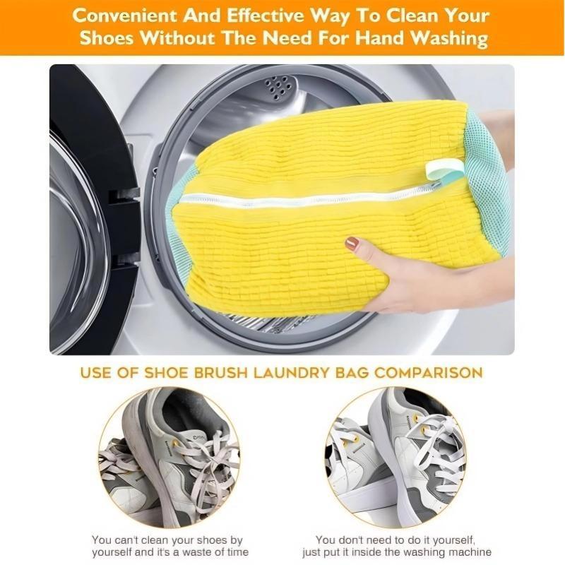 Portable Shoe Washing Bag Zipper Closure Anti-deform Reusable Anti-Tear Shoe Laundry Bag Home Supplies