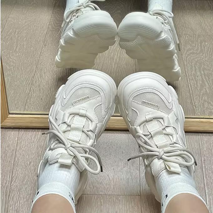 Платформенные кроссовки для женщин весна-осень, трендовые ретро новые универсальные увеличивающие рост повседневные спортивные кроссовки