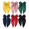 High Quality6pcs Elegant Bow Hair Clips with Long Tail Design - Premium Satin Hair Accessories for S, 6 Colors (Yellow, Deep Pink, Black, Wine Red,