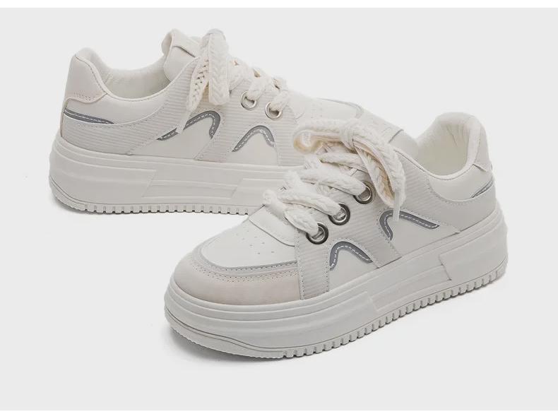 Весенние женские белые туфли Dad Shoes на толстой подошве 2025 года — дышащие, увеличивающие рост, универсальные кроссовки для весны и осени