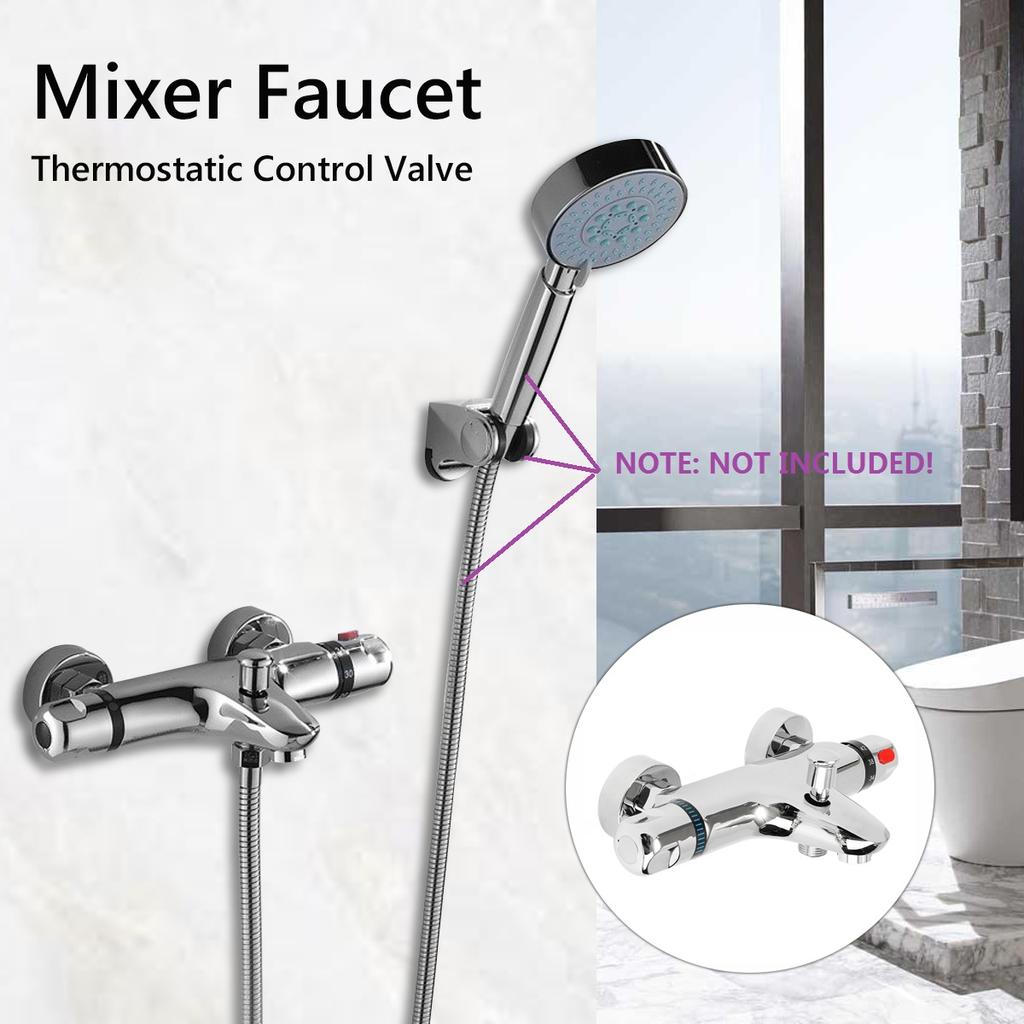 Термостатический смеситель для душа с двойной ручкой, настенное крепление, смеситель для душа, кухонная раковина, смеситель для ванны, регулирующий клапан для домашней воды и ванной, керамический