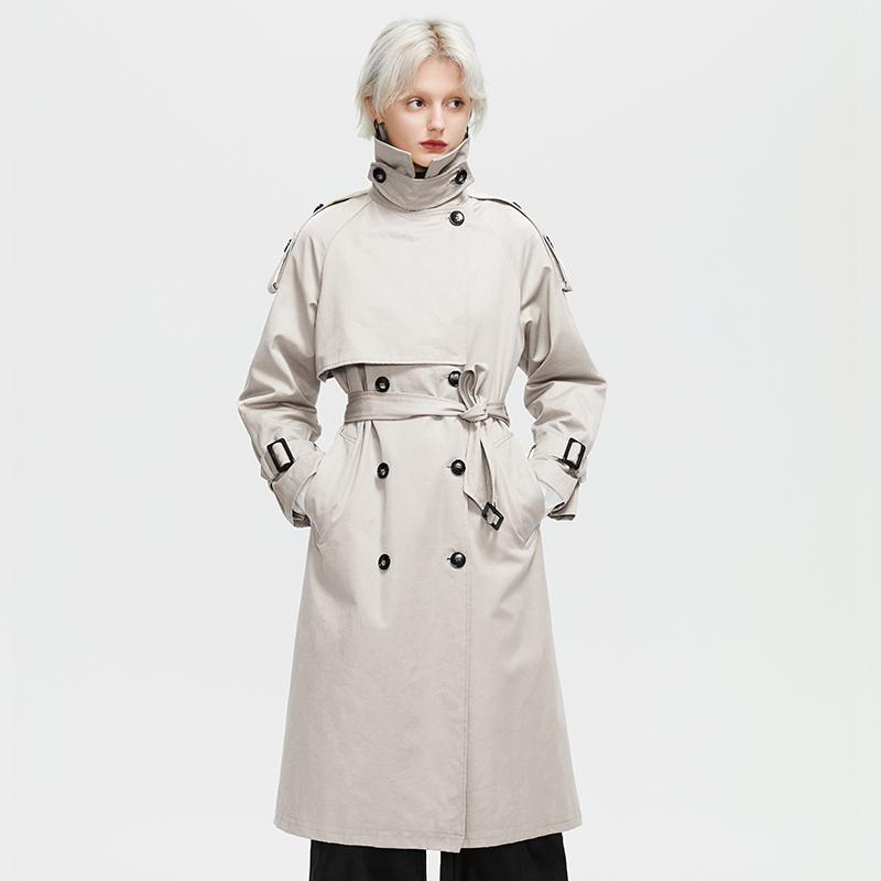 Тренч Ziai с длинными пуговицами и карманами для женщин на весну и осень