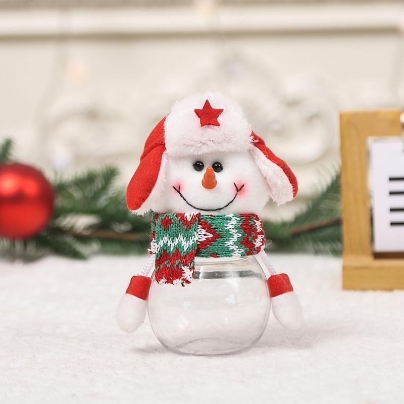 Snowman Santa Deer Candy Jar Christmas Storage Containers Bottle Candy Holder with Stuffed Decorations
