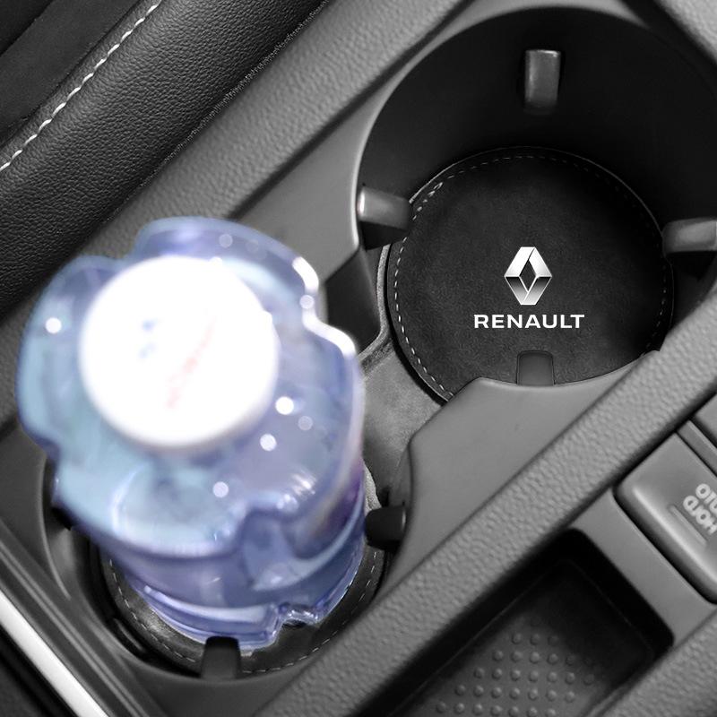 Накладка-подстаканник для автомобиля из ПУ кожи, коврик-подставка с прорезью, противоскользящий, для Renault Dacia CLIO MK3 3 III MEGANE MK2 SCENIC MK2 5