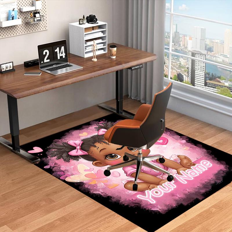 1PC Custom Name Pink Hearts Baby Girl Theme Floor Mat Ideal for Living Room, Game Rooms, Office, Bedroom Floor Mat Playful Design