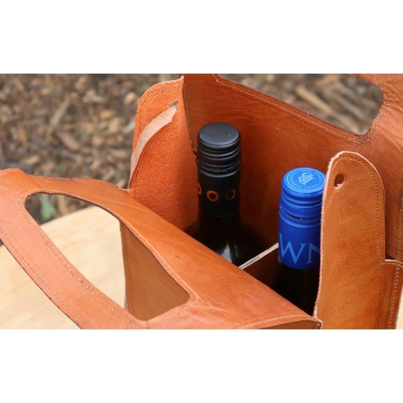 Кожаная переноска для вина: Дорожный чехол на 2 бутылки | Уникальный дизайн | Защитная вставка для бутылок | Ручная работа