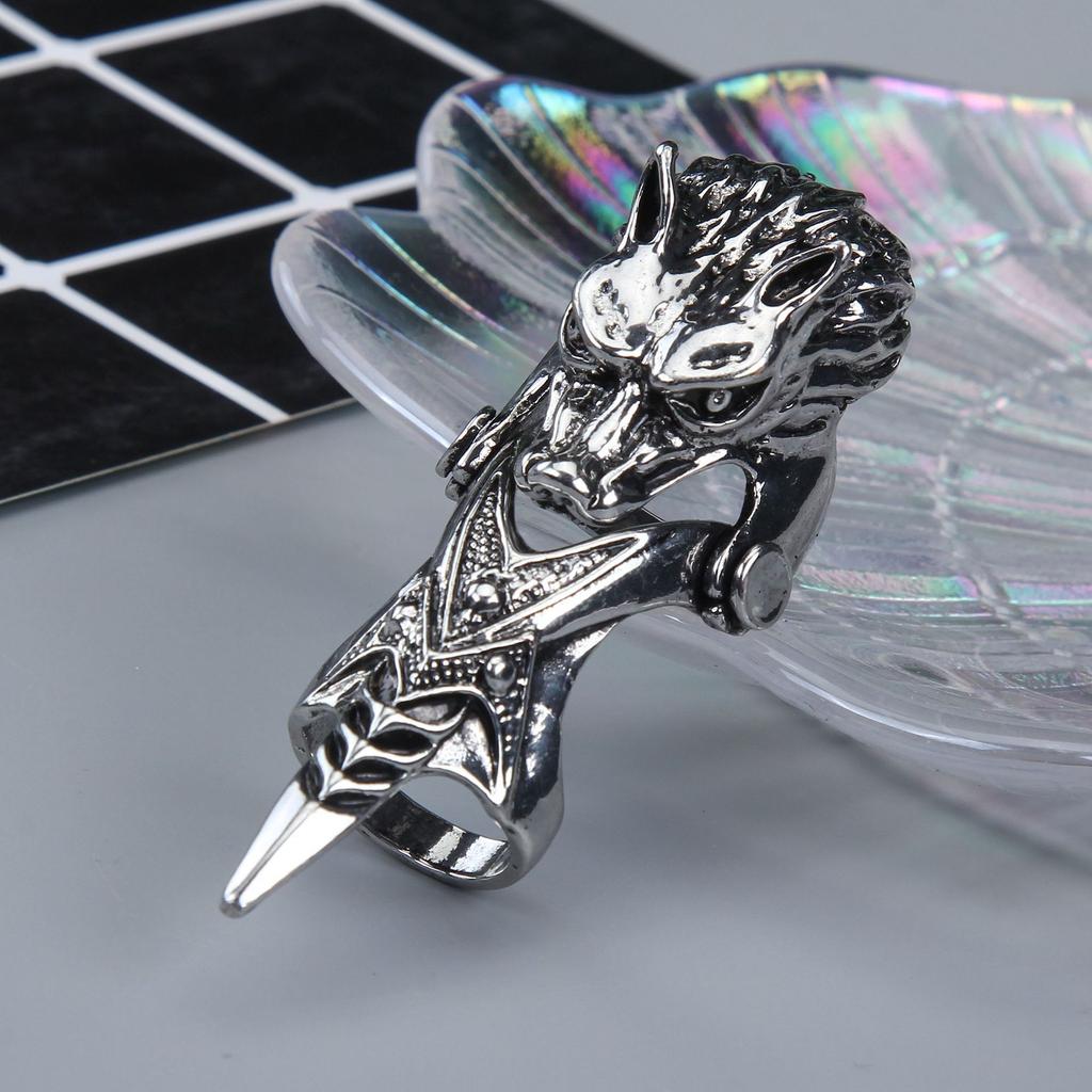 European and American Punk Style Long Ring Rock Skull Dragon Shaped Joint Bent Ring