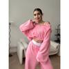Womens Casual 2 Piece Set Solid Color Zip Up Hoodie Sweatshirt Elastic Waist Pants