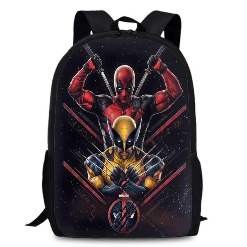 Deadpool Wolverine Backpack 15 Inch Anime Cartoon Schoolbag Lightweight
