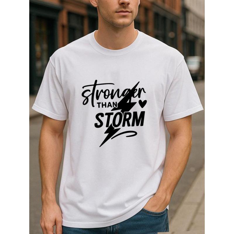 Европейский размер STRONGER THAN STORM Мужская футболка с принтом и коротким рукавом, Повседневная офисная футболка с принтом, Высококачественная футболка из чистого полиэстера