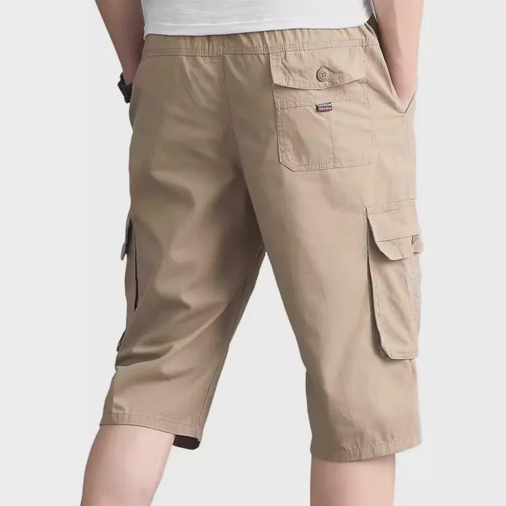 Летние мужские хлопковые шорты длиной три четверти — свободный крой для людей среднего и пожилого возраста