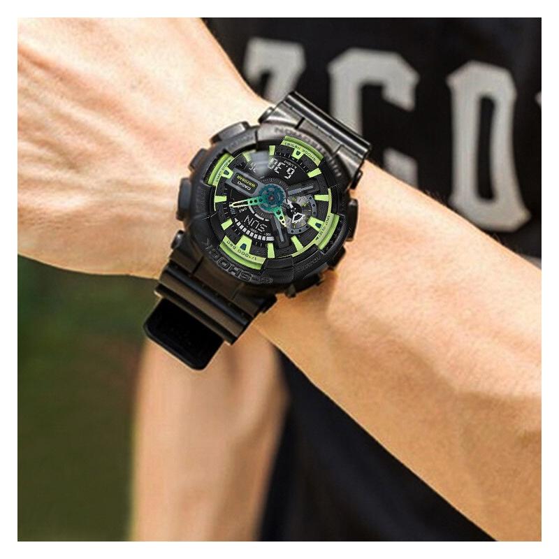 Casio Серия G-SHOCK тематическая серия модный уличный крутой продвинутый классический стрелочный двойной дисплей циферблат спортивный водонепроницаемый кварцевый механизм GA-110LY-1A