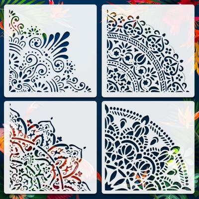 Набор трафаретов мандалы для разных поверхностей, многоразовые трафареты цветов, шаблон трафарета, декор для стен