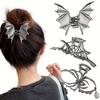 Halloween Hair Claw Black Spider Web Skeleton Hand Bat Shape Hair Clip Anti-slip Teeth Back Head Shark Hair Clip Styling Accessory