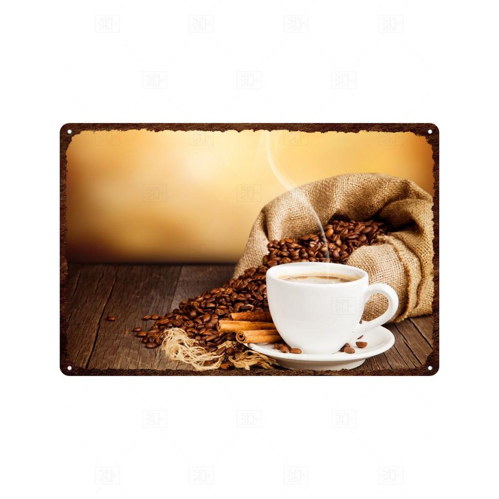 Винтажная жестяная вывеска для кофе, металлическая вывеска, декоративная табличка в стиле ретро, ​​украшение для кафе, кухни, гостиной, кофейни-бара