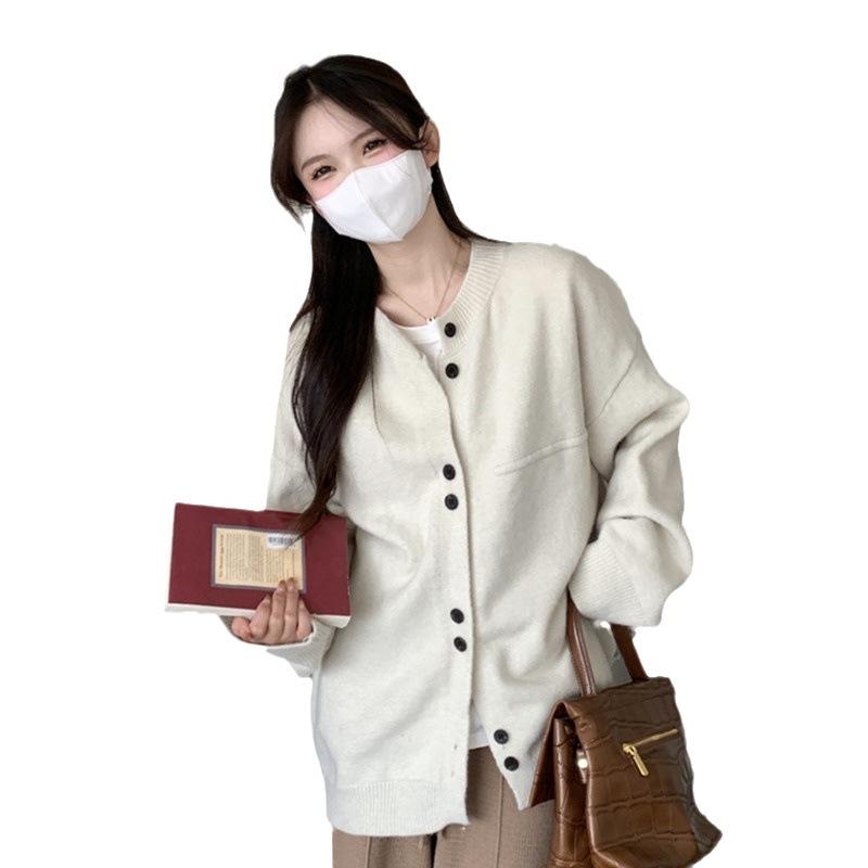 Осенне-зимний женский свитер, свободный ленивый мягкий липкий ветровой вязаный кардиган, свитер