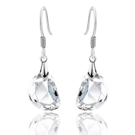 Женский комплект ювелирных изделий из белого золота со стразами в форме горошины, ожерелье, серьги