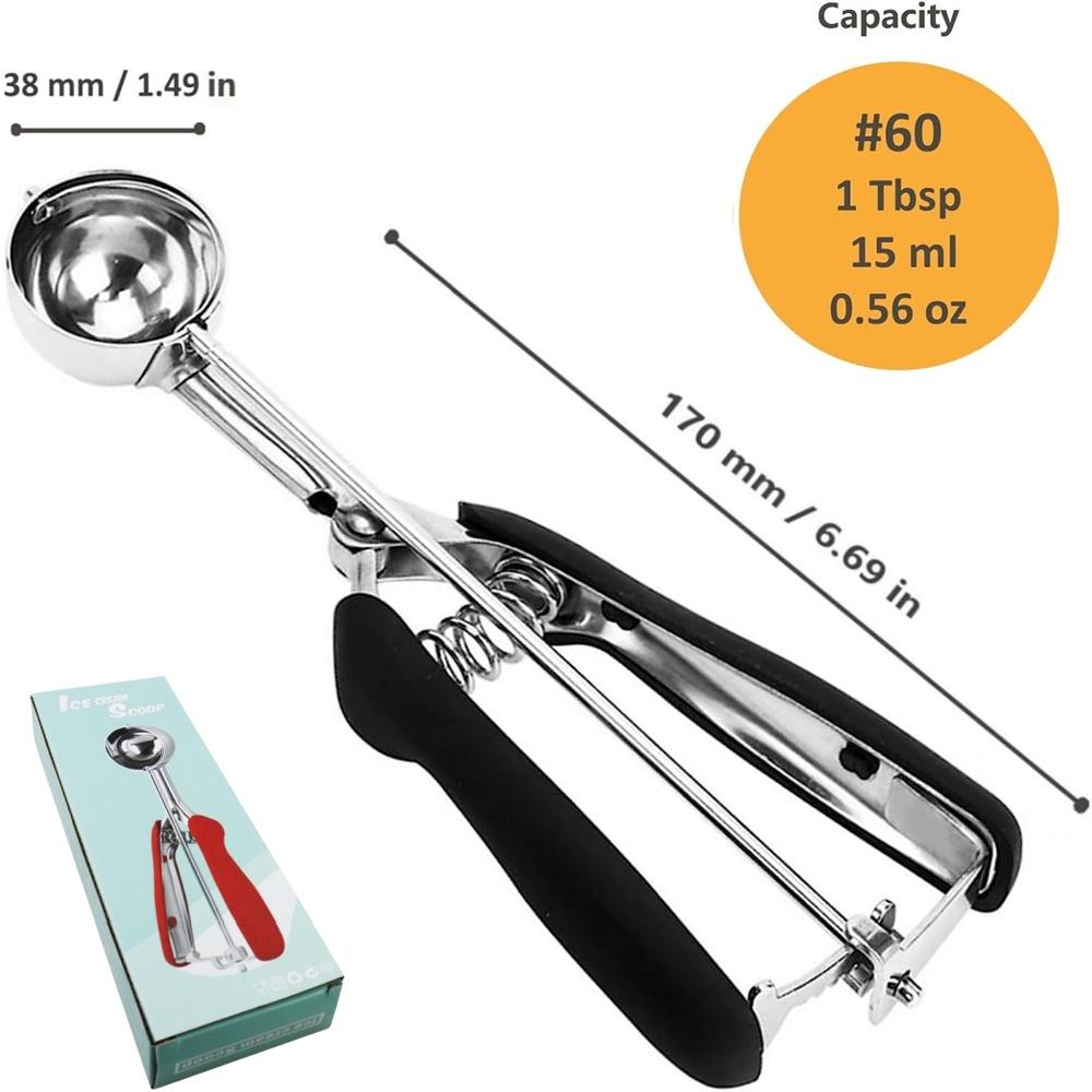 Stainless Steel Ice Cream Scoop For Baking Cookie Scoop, Trigger Release, Cookie Dough Scoop, Anti-Slip Spring-Trip Kitchen Tool