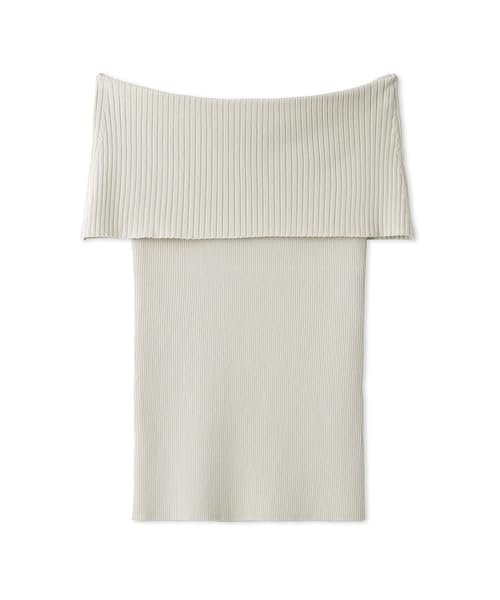 FRAY Rib Knit Top FWNT244027 I.D. Women's Off-the-Shoulder (BEG)
