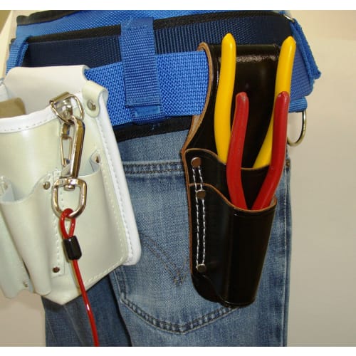 Kozuchi Black Split Leather Pliers Holder, 2-Tier, Double-Stitched, Embossed, SP-07