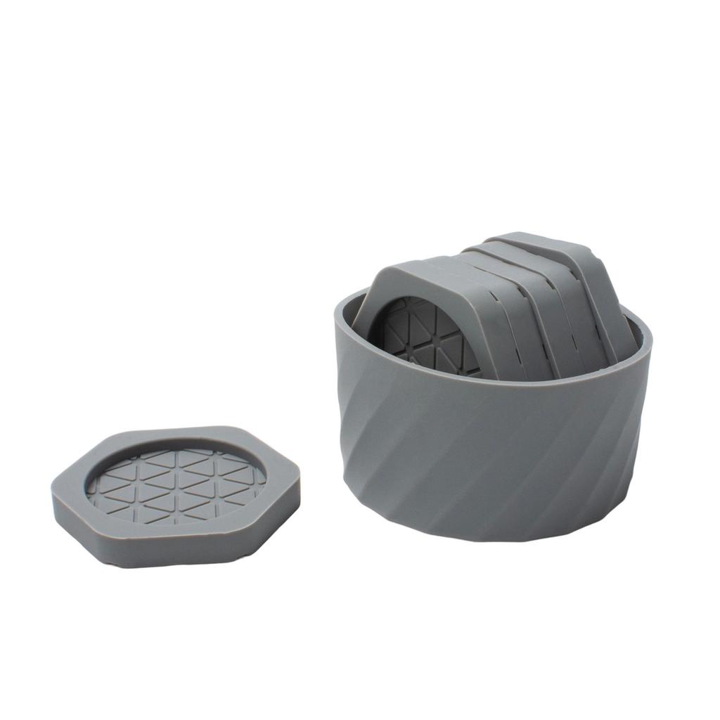 Hexagonal Silicone Coaster Set With Nonslip Base And Storage Box For Hot Beverages Coffee Teas Mat Office Home Use