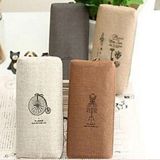 Сумка для хранения в стиле ретро, ​​многофункциональная холщовая студенческая ручка для школы