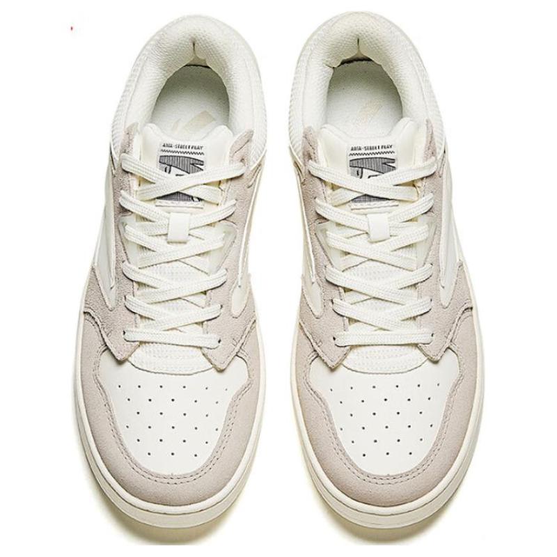 Anta Anti Slip Wear Resistant Low Top Skateboard Shoes Women's White Gray Sneakers 122418051-3