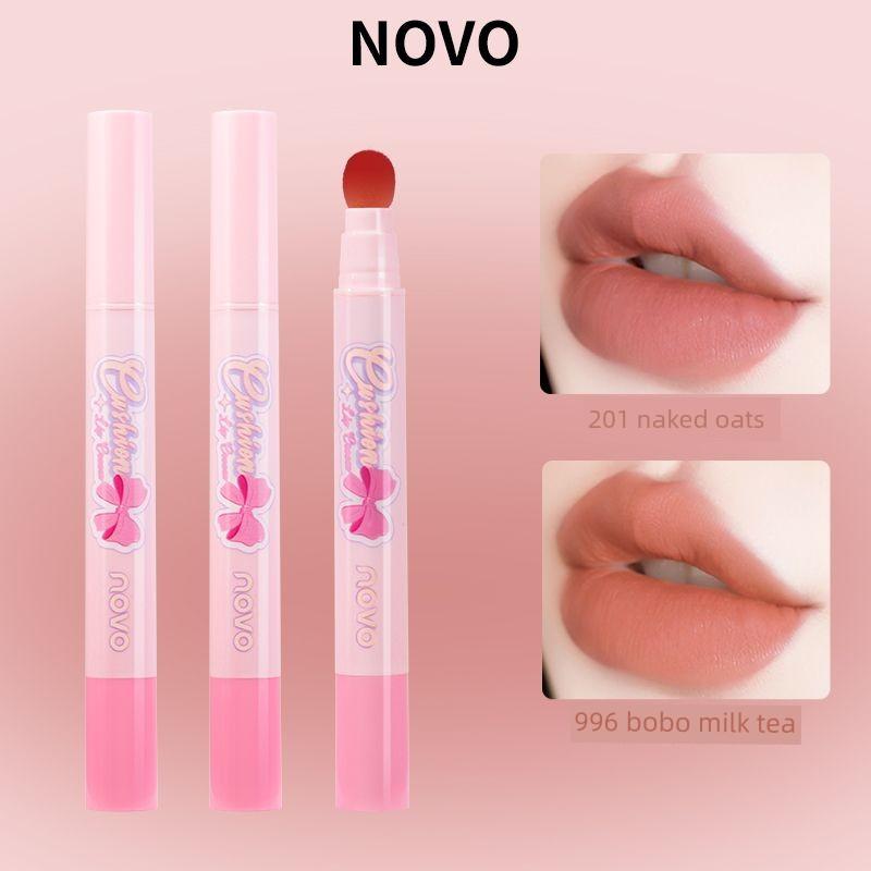 Novo Lip Cream Matte Velvet Mist Lip Mud Plush Tip Nude Lipstick No-Makeup Lip Glaze Lip and Cheek Dual-Use