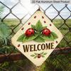 2D Flat - 1pc Vintage Ladybug Welcome Themed Aluminum Sign, English Slogan Wall Art, Rustic Aluminum Plaque, Suitable for Garden, Yard, Farm, Patio