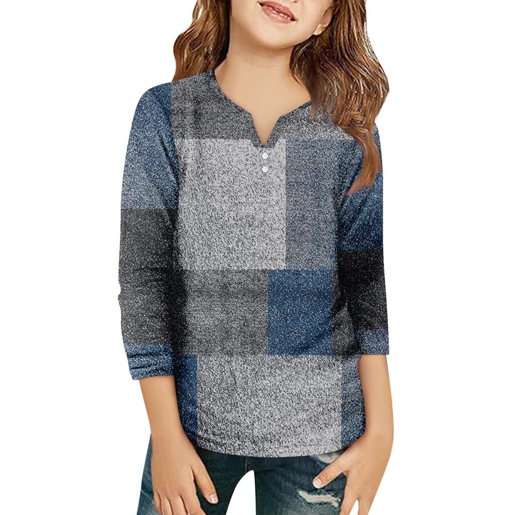 Детская футболка с рукавом 3/4, повседневная футболка с принтом, круглый вырез, блузка-пуловер