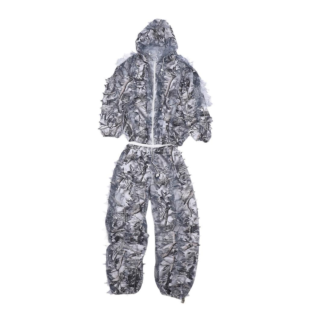 Snow Wild Camouflage Ghillie Suit 3D Leaf Jackets and Pants Set Clothes for Hunting