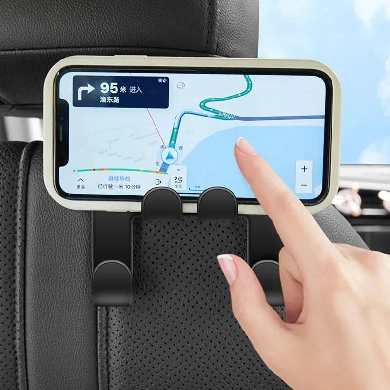 Car Back Seat Hook Hanging Storage Mobile Phone Holder Stand Lazy Rear Seat Phone Headrest Bracket For iPhone Samsung All Phones