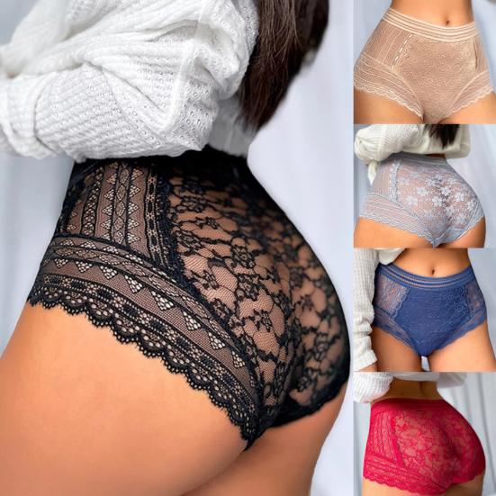 Trendy Sexy Panties Solid Color Multicolor Stretchy