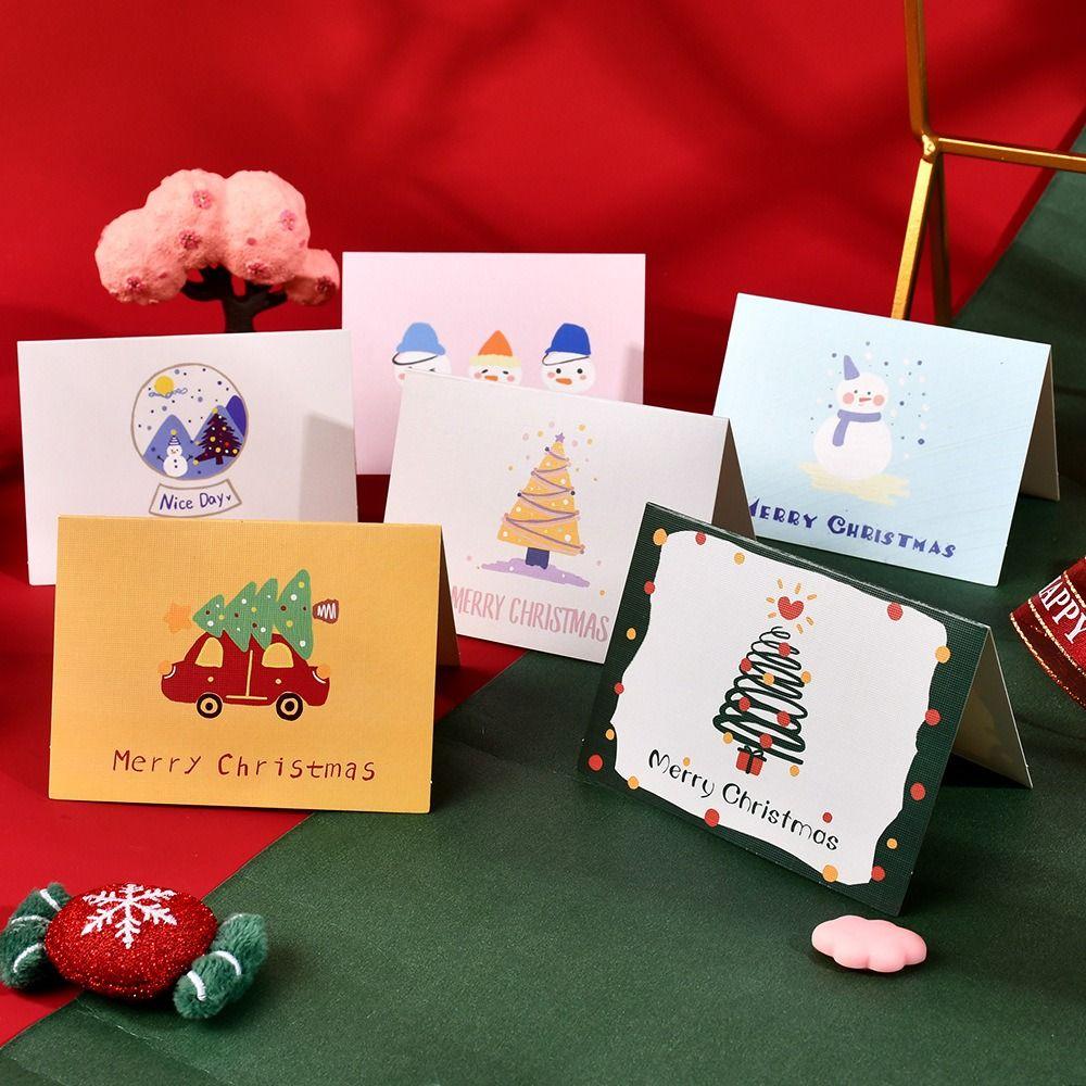 10pcs Invitation Merry Christmas Greeting Cards Thank You Blank Paper Cards Merry Christmas