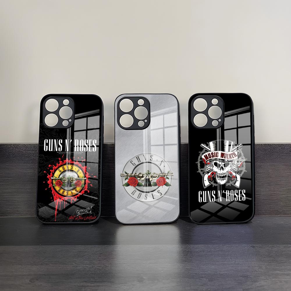 Чехол для телефона G-Guns N Roses Для 17 Pro Max IPhone 16 Pro 14 12 11 13 Mini X XR XS 15 Plus SE Стеклянная крышка