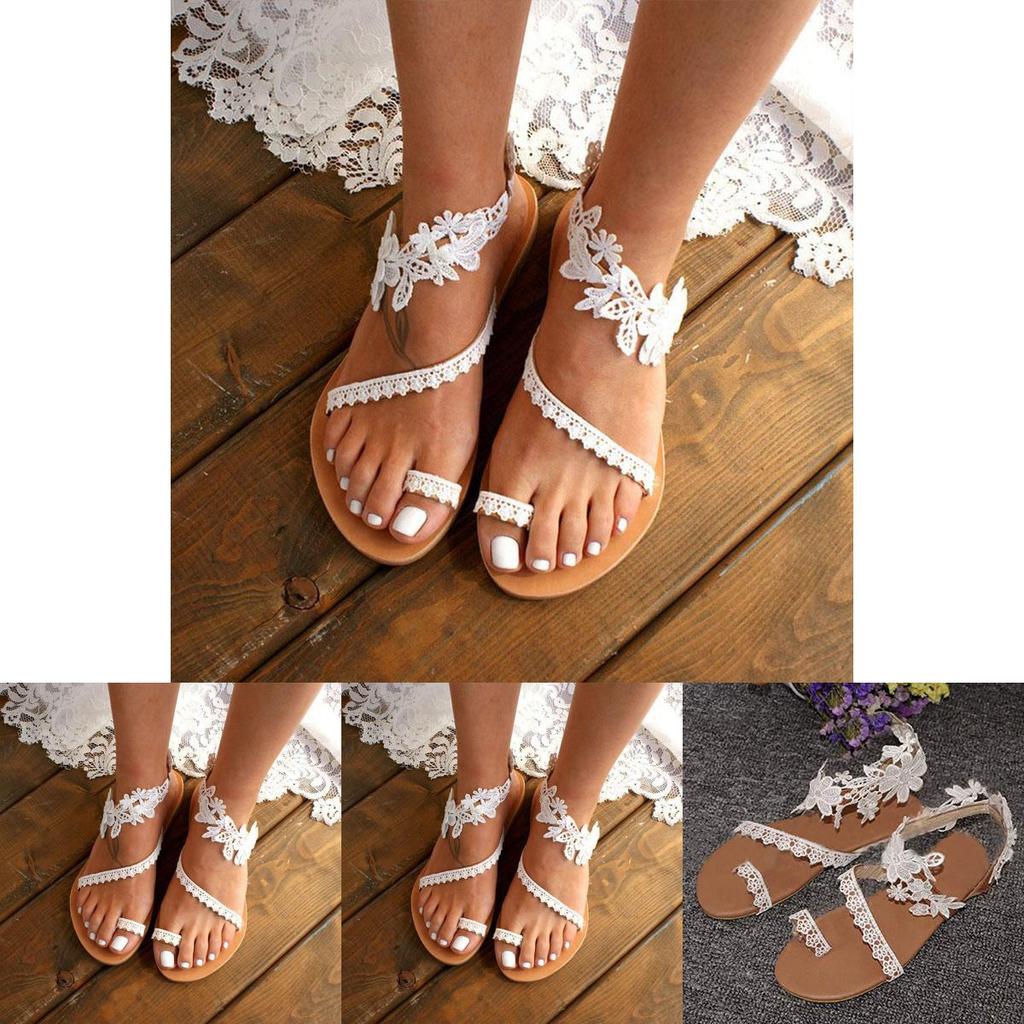Elegant Women's Lace Boho Sandals With Ring Toe For Ultimate Summer Comfort