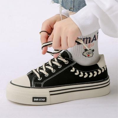 Модная обувь на толстой подошве из пшеничной парусины, женская модная обувь, женская студенческая, все сочетается, осенне-летний дизайн, повседневная дышащая обувь P814